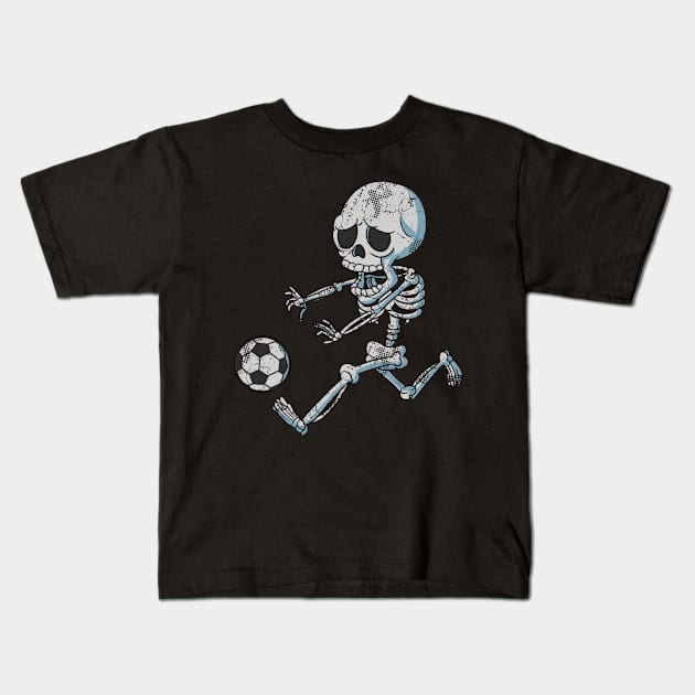 Soccer Player Skeleton Halloween Sports Kids T-Shirt by E